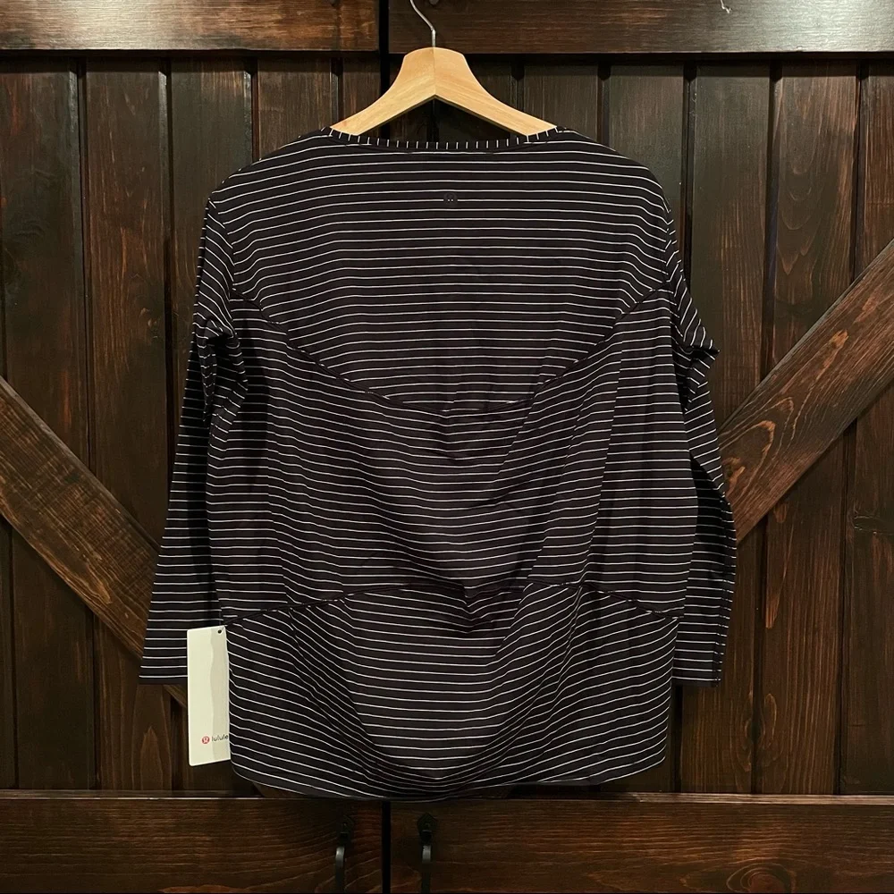 lululemon athletica Black and White Striped Long Sleeve Tee